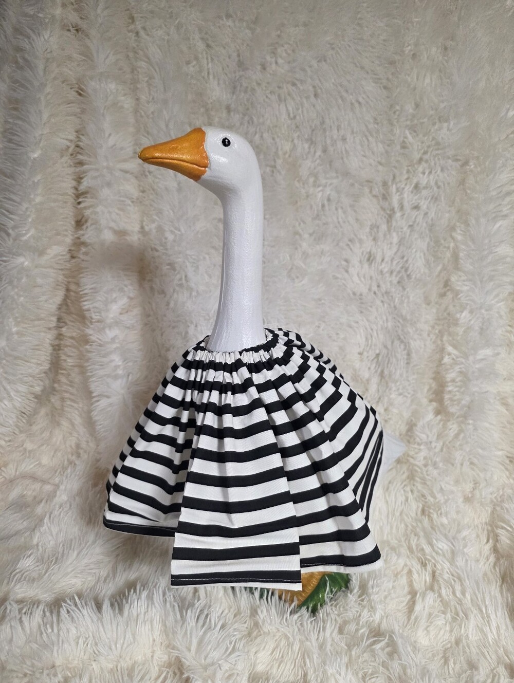 19" Handmade Striped Black & White Goose Dress
